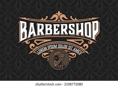 Vintage Barbershop label in vintage style