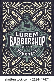 Vintage Barbershop label in vintage style