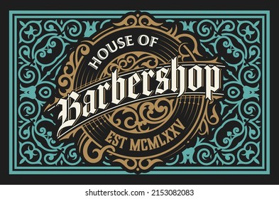 Vintage Barbershop label in vintage style