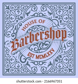 Vintage Barbershop label in vintage style