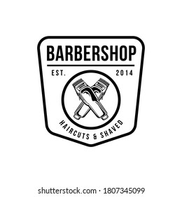 Vintage Barbershop Logo With Clippers Crossed Emblem Badge Retro Design Illustration