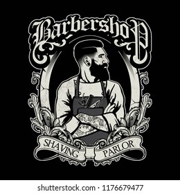 vintage barbershop logo design 