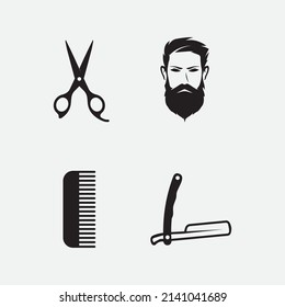 Vintage barbershop logo and design emblems labels, badges, logos background illustration