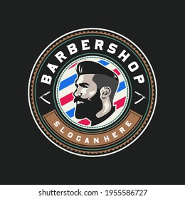 Vintage barbershop logo design template