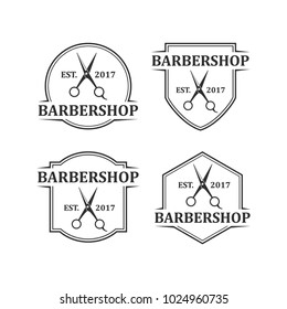 Vintage Barbershop Logo Design Vector Set