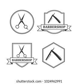 Vintage Barbershop Logo Design Vector Set