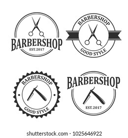 Vintage Barbershop Logo Design Vector Set