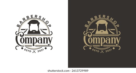 vintage barbershop logo inspiration branding