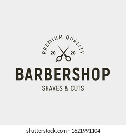 vintage barbershop logo. retro styled hair salon emblem, badge, design elements, logotype template. vector illustration