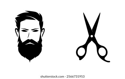  Vintage barbershop logo set and design emblems labels, badges, logos background illustration