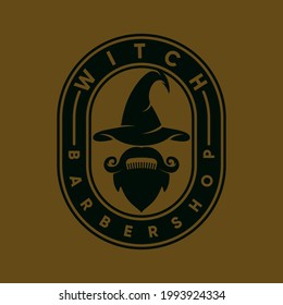 vintage barbershop logo template, with a concept witch and comb idea