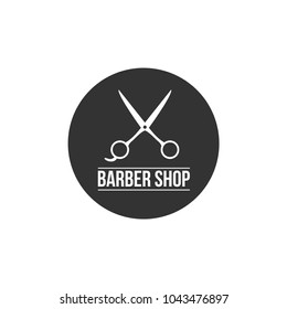 Vintage barbershop logo, vector emblem, label, badge. Isolated on white background