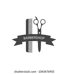 Vintage barbershop logo, vector emblem, label, badge. Isolated on white background