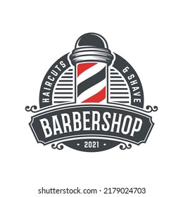 Plantilla vectorial del logotipo de Barbershop vintage