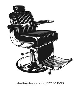 Vintage barbershop modern chair template in monochrome style isolated vector illustration