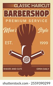 Vintage barbershop poster with salon tools