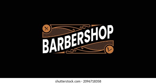 vintage barbershop with typography logo design.