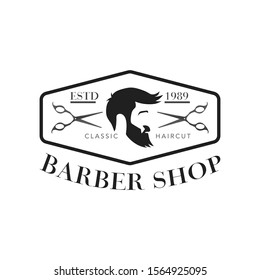 Vintage barbershop vector emblems and labels. Barber badges and logos. Barbershop logo and barber shop vintage label and badge illustration
