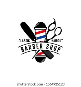 Vintage barbershop vector emblems and labels. Barber badges and logos. Barbershop logo and barber shop vintage label and badge illustration