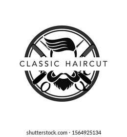 Vintage barbershop vector emblems and labels. Barber badges and logos. Barbershop logo and barber shop vintage label and badge illustration