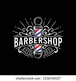 Vintage barbershop vector logo template