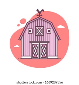 Vintage barn icon vector illustration in monoline / line art style