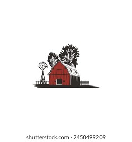 Vintage barn logo design wood build and house farm icon vector illustration