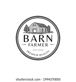 Icono de la plantilla de la ilustración del logotipo del logotipo del sello Hipster de Barn Rústico Vintage