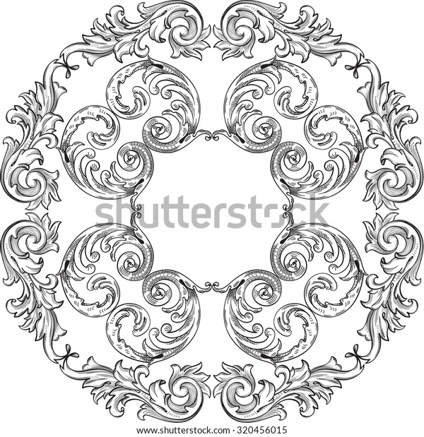 Vintage baroque\
art rosette nice pattern on\
white
