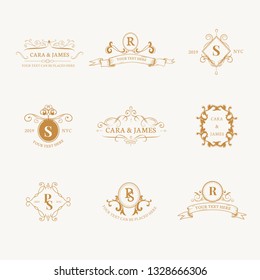Vintage baroque badge design set