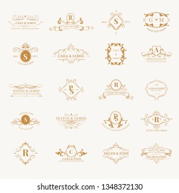 Vintage baroque badge design set