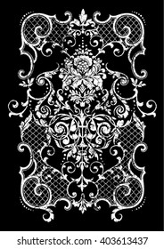 Vintage baroque border flower motif retro vector