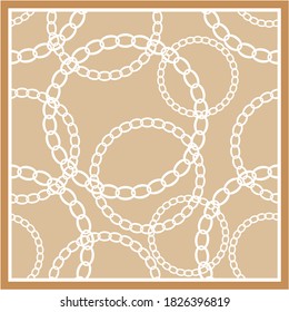 Vintage baroque chains on beige background.Vector patch for print,fabric,scarf design.