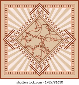 Vintage baroque chains pattern.Vector patch for print,fabric,scarf design.