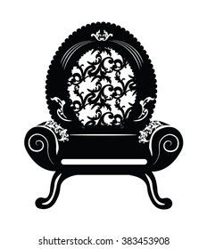 Vintage Baroque Classic Armchair  with luxurious round ornaments. Vector