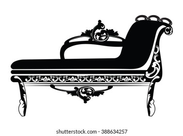 Vintage Baroque Classic bench with luxurious ornaments. Vector