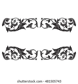 Vintage baroque corner ornament. Retro pattern antique style acanthus. Decorative design element filigree calligraphy vector. Cut laser template.