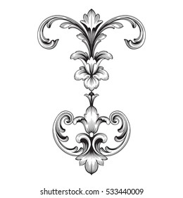 vintage baroque corner ornament retro pattern antique style acanthus. Decorative design element filigree calligraphy vector. You can use for wedding decoration of greeting card and laser cutting.