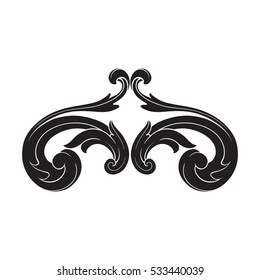 vintage baroque corner ornament retro pattern antique style acanthus. Decorative design element filigree calligraphy vector. You can use for wedding decoration of greeting card and laser cutting.