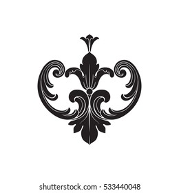 vintage baroque corner ornament retro pattern antique style acanthus. Decorative design element filigree calligraphy vector. You can use for wedding decoration of greeting card and laser cutting.