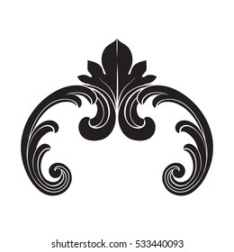 vintage baroque corner ornament retro pattern antique style acanthus. Decorative design element filigree calligraphy vector. You can use for wedding decoration of greeting card and laser cutting.