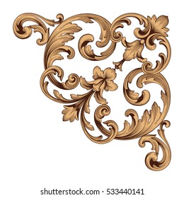 vintage baroque corner ornament retro pattern antique style acanthus. Decorative design element filigree calligraphy vector. You can use for wedding decoration of greeting card and laser cutting.