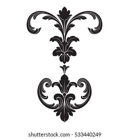 vintage baroque corner ornament retro pattern antique style acanthus. Decorative design element filigree calligraphy vector. You can use for wedding decoration of greeting card and laser cutting.