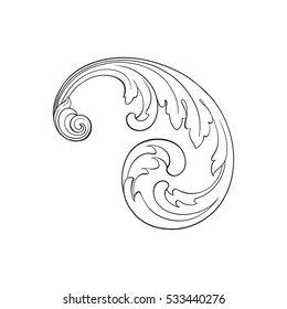 vintage baroque corner ornament retro pattern antique style acanthus. Decorative design element filigree calligraphy vector. You can use for wedding decoration of greeting card and laser cutting.