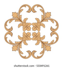 VIntage baroque corner ornament retro pattern antique style acanthus. Decorative design element filigree calligraphy vector. You can use for wedding decoration of greeting card and laser cutting.