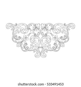 VIntage baroque corner ornament retro pattern antique style acanthus. Decorative design element filigree calligraphy vector. You can use for wedding decoration of greeting card and laser cutting.