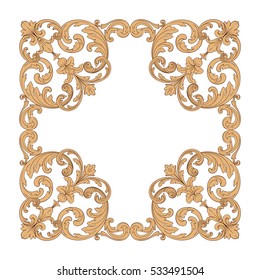 VIntage baroque corner ornament retro pattern antique style acanthus. Decorative design element filigree calligraphy vector. You can use for wedding decoration of greeting card and laser cutting.