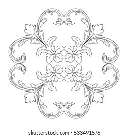 VIntage baroque corner ornament retro pattern antique style acanthus. Decorative design element filigree calligraphy vector. You can use for wedding decoration of greeting card and laser cutting.