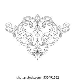 VIntage baroque corner ornament retro pattern antique style acanthus. Decorative design element filigree calligraphy vector. You can use for wedding decoration of greeting card and laser cutting.