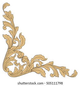 Vintage Baroque Corner Scroll Ornament Engraving Stock Vector (Royalty ...